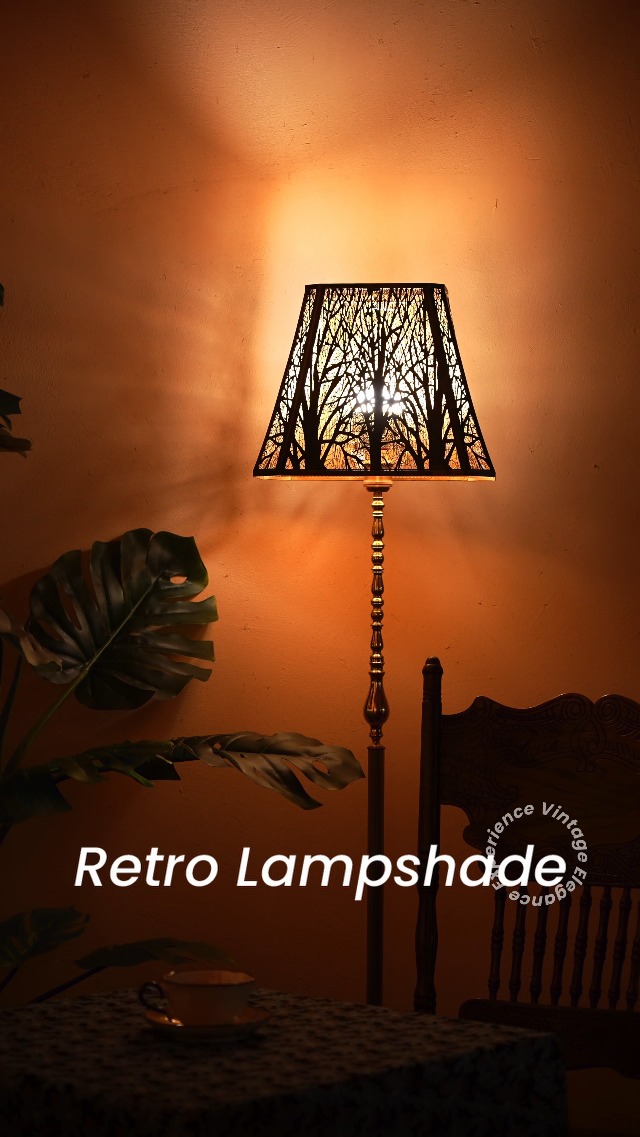 NATALDESIGN×HALFTRACKPRODUCTS LAMPSHADE Rectangle Large Metal Lampshade Forest Etching Forest Lamp Shade